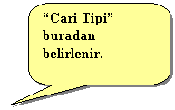 Keleri Yuvarlanm Dikdrtgen Belirtme izgisi: Cari Tipi buradan belirlenir.